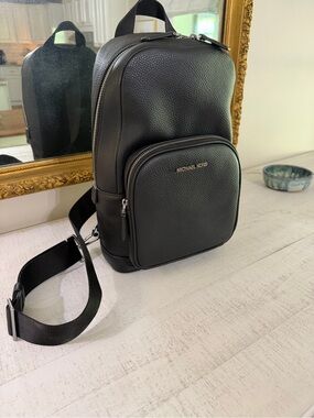 Michael Kors Black Pebbled Leather Crossbody Sling Bag